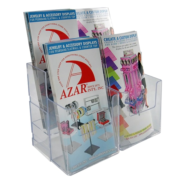 Two-Tier Four-Pocket Trifold Brochure Holder, PK2